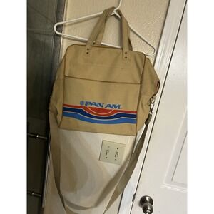 Vintage PAN AM AIRLINES Flight Carry-on Tan Travel Canvas Tote Bag...